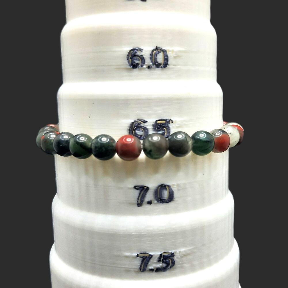 African Bloodstone Beaded Bracelet 6mm Green Red Jasper Gemstone Stretch Unisex - Picture 5 of 8